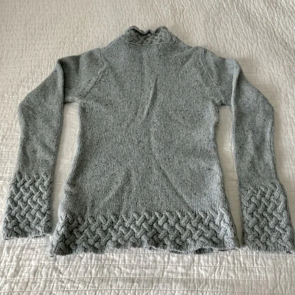 Irelandseye Wool Cashmere Trellis Sweater Womens Sm Blue Fisherman $167 Retail! - Picture 10 of 11
